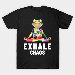 Exhale Chaos Zen Frog Meditation Yoga T-Shirt